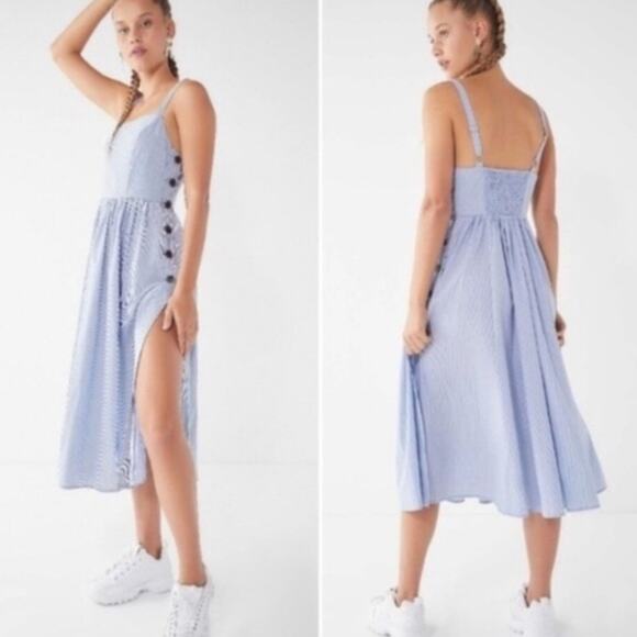 Urban Outfitters Dresses & Skirts - UO Kaye Midi Dress Size XS 100% Cotton Sundress Pinstripe Coastal Cottage Preppy